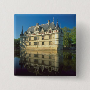Badge Carré 5 Cm Château d'Azay-le-Rideau, Indre-et-Loire,