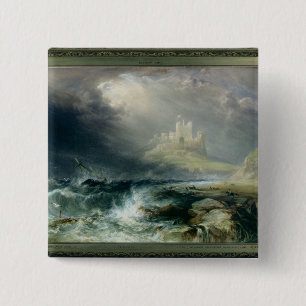 Badge Carré 5 Cm Château de Bamburgh, le Northumberland