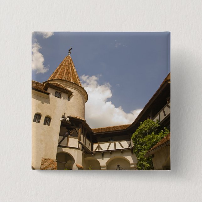 Badge Carré 5 Cm Château de Bran du 13e siècle (château de Dracula) (Devant)