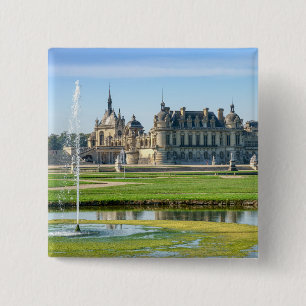 Badge Carré 5 Cm Chateau de Chantilly and Le Notre Garden - France
