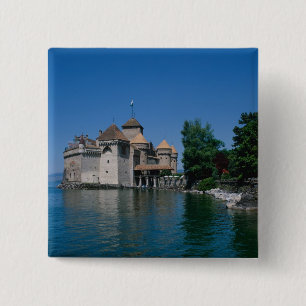 Badge Carré 5 Cm Château de Chillon, Lac Léman, Canton de Vaud,