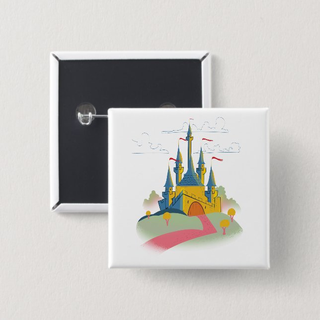 Badge Carré 5 Cm Château de contes de fées (Devant & derrière)