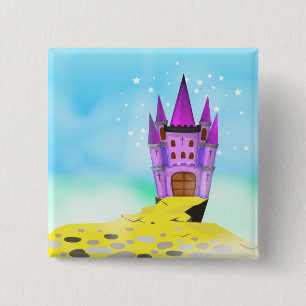 Badge Carré 5 Cm Château de contes de fées