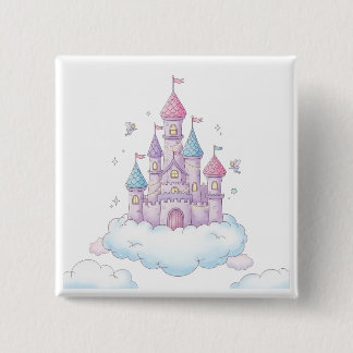 Badge Carré 5 Cm Château de fée flottant – Fantaisie enfantine