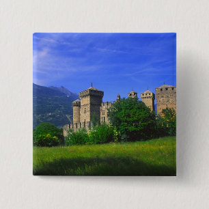 Badge Carré 5 Cm Château de Fenis près des Alpes italiennes à Fe