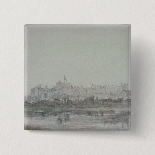 Badge Carré 5 Cm Château de John Constable | Windsor de la rivière, (Devant)