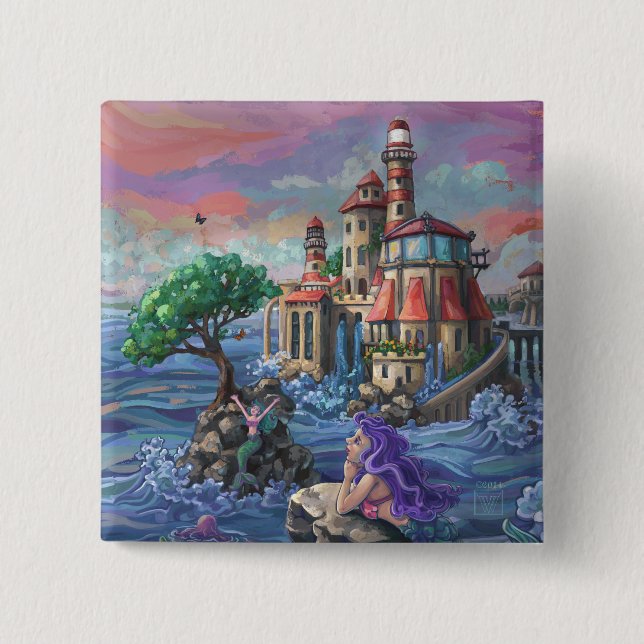 Badge Carré 5 Cm Château de la Sirène (Devant)