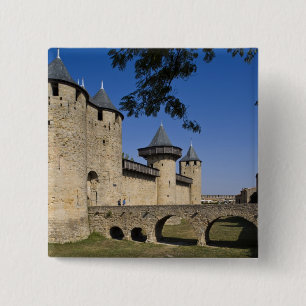 Badge Carré 5 Cm Château des Comtes, Carcassonne, Aude, Languedoc,