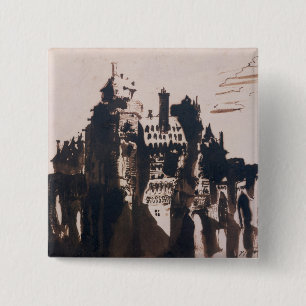 Badge Carré 5 Cm Château enrichi par deux ponts