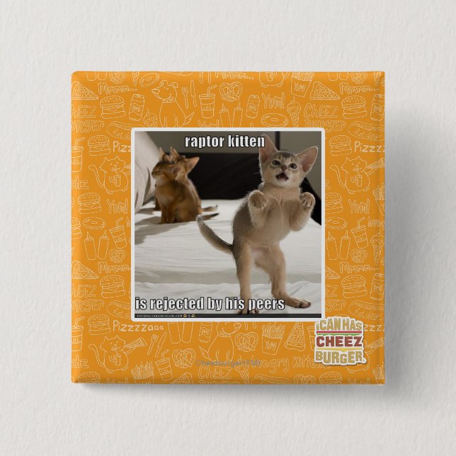 Badge Carré 5 Cm Chaton de Raptor (Devant)