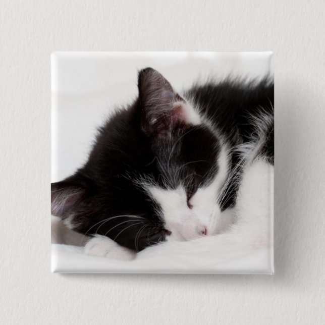 Badge Carré 5 Cm Chaton de sommeil (Devant)
