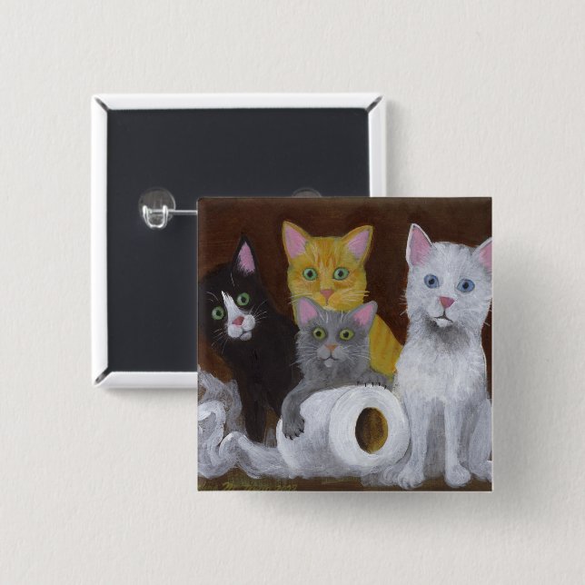Badge Carré 5 Cm Chatons Joueurs (Devant & derrière)