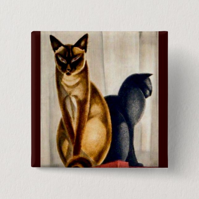 Badge Carré 5 Cm Chats Art Déco (Devant)