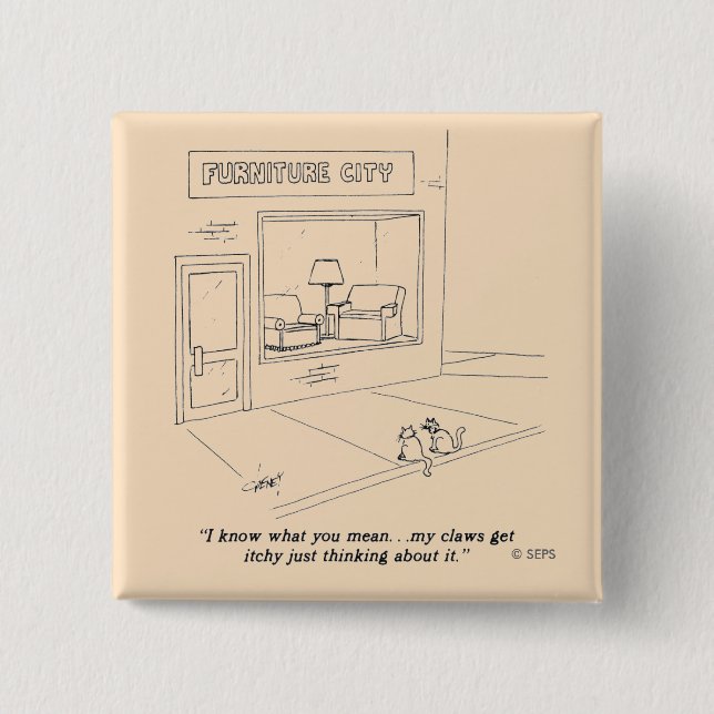 Badge Carré 5 Cm Chats griffant des meubles (Devant)