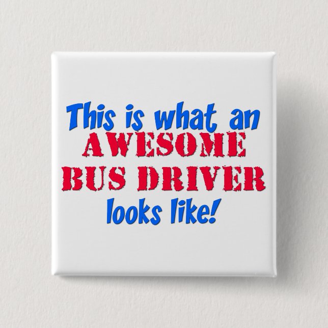 Badge Carré 5 Cm Chauffeur de bus impressionnant (Devant)