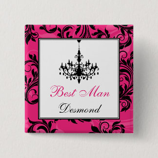 Badge Carré 5 Cm Chauffeur rose noir blanc Meilleur chien