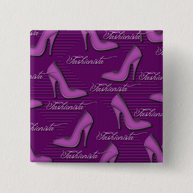 Badge Carré 5 Cm Chaussures roses-Fashionista-Button (Devant)