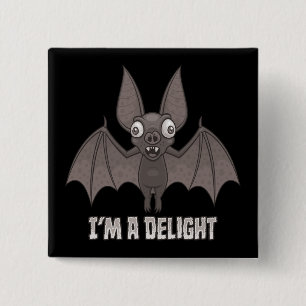 Badge Carré 5 Cm Chauve-souris vampire délicieusement nigaud