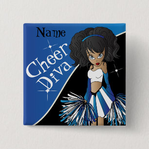 Badge Carré 5 Cm Cheer Diva Pom-pom girl Girl   Nom do-it-yourself