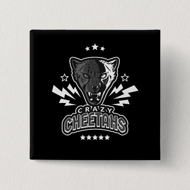 Badge Carré 5 Cm Cheetahs fou (Devant)