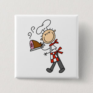 Badge Carré 5 Cm Chef avec jambon cuit