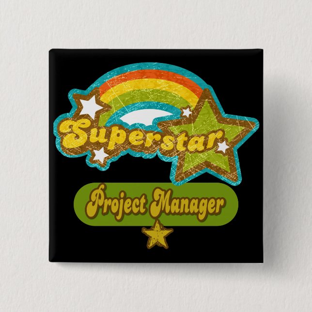 Badge Carré 5 Cm Chef de projet de superstar (Devant)