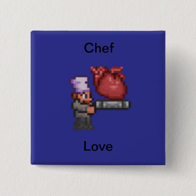 Badge Carré 5 Cm Chef Love Pin (Devant)