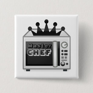Badge Carré 5 Cm Chef maître micro-ondes