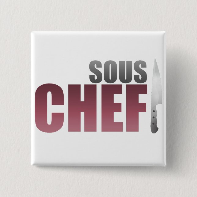 Badge Carré 5 Cm Chef rouge de Sous (Devant)