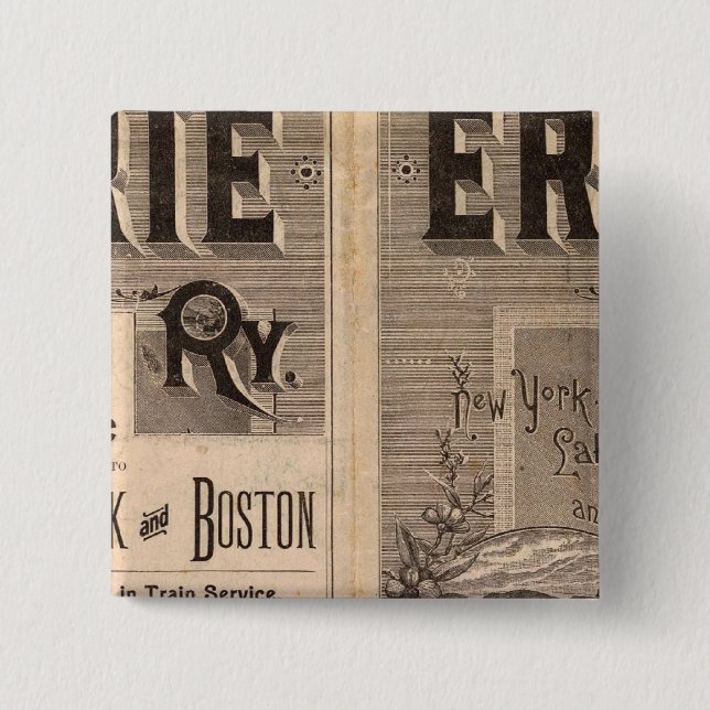 Badge Carré 5 Cm Chemin de fer Erie (Devant)