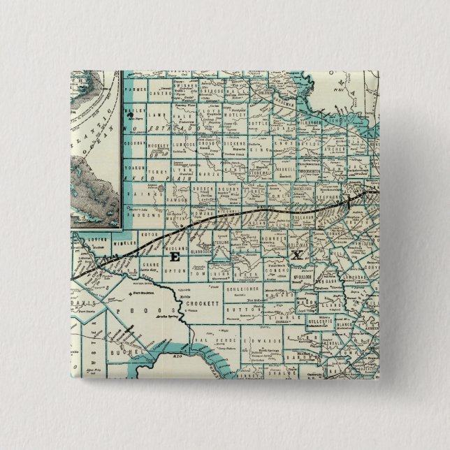 Badge Carré 5 Cm Chemin de fer pacifique du Texas (Devant)