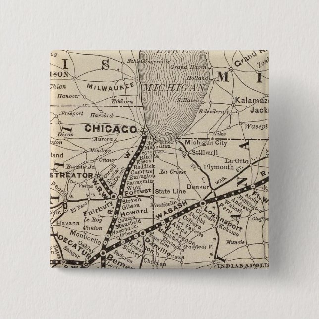 Badge Carré 5 Cm Chemin de fer Wabash (Devant)