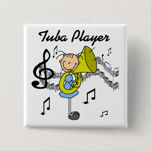 Badge Carré 5 Cm Chemise et Cadeaux Joueuse de Tuba Fille Bonhomme