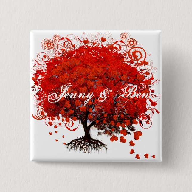 Badge Carré 5 Cm Chemises de mariage Red Tree, Cadeaux, Autocollant (Devant)