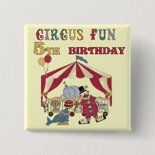Badge Carré 5 Cm Chemises et cadeaux Circus 5th Birthday