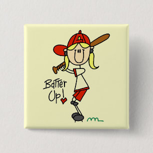 Badge Carré 5 Cm Chemises et Cadeaux de Baseball Fille Batter Up