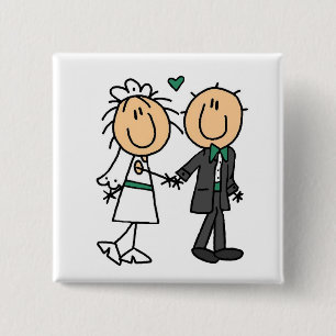 Badge Carré 5 Cm Chemises et Cadeaux de Mariage avec Personnages Bâ