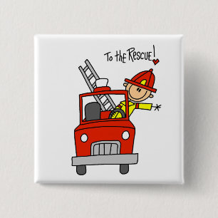 Badge Carré 5 Cm Chemises et Cadeaux de Pompiers à la Rescousse