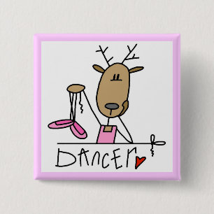 Badge Carré 5 Cm Chemises et Cadeaux de Renne Danseur