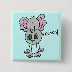 Badge Carré 5 Cm Chemises et Cadeaux Figurine Éléphant