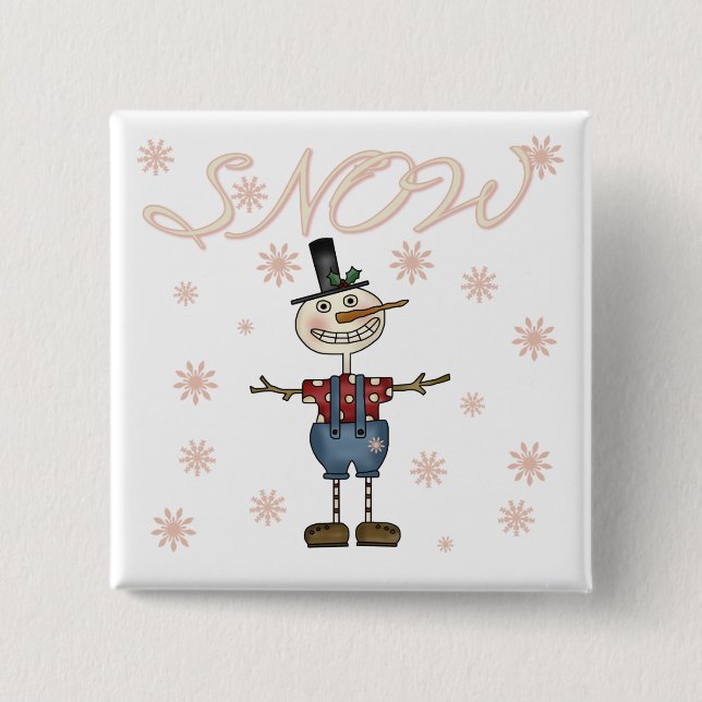 Badge Carré 5 Cm Chemises et cadeaux Prim Snowman (Devant)