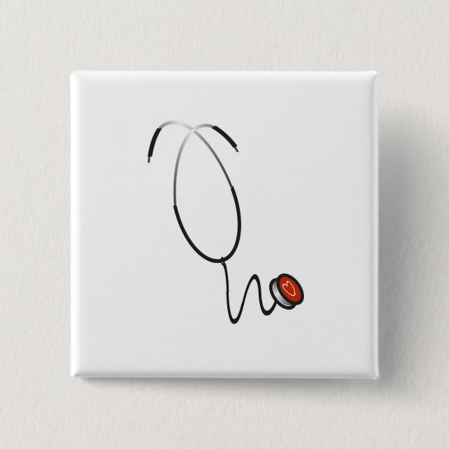 Badge Carré 5 Cm Chemises et cadeaux Stethoscope (Devant)