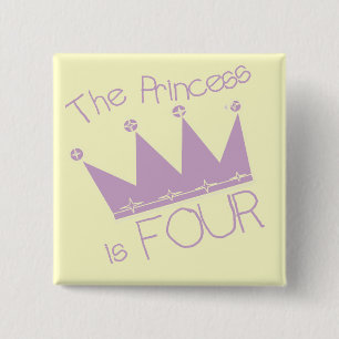 Badge Carré 5 Cm Chemises Princess Crown 4th Birthday