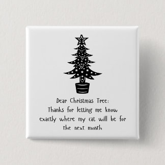 Badge Carré 5 Cm Cher Arbre, Mon Chat Dit Merci ! 😺 🎄
