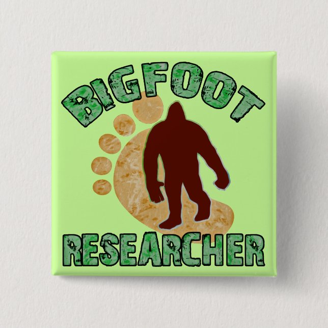 Badge Carré 5 Cm Chercheur de Bigfoot (Devant)
