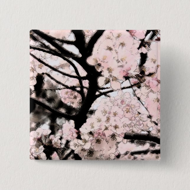 Badge Carré 5 Cm Cherry Blossom édité (Devant)