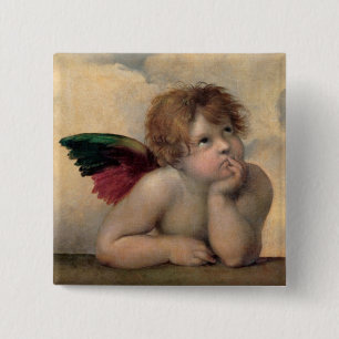 Badge Carré 5 Cm Cherub de Sistine Madonna par Raphael