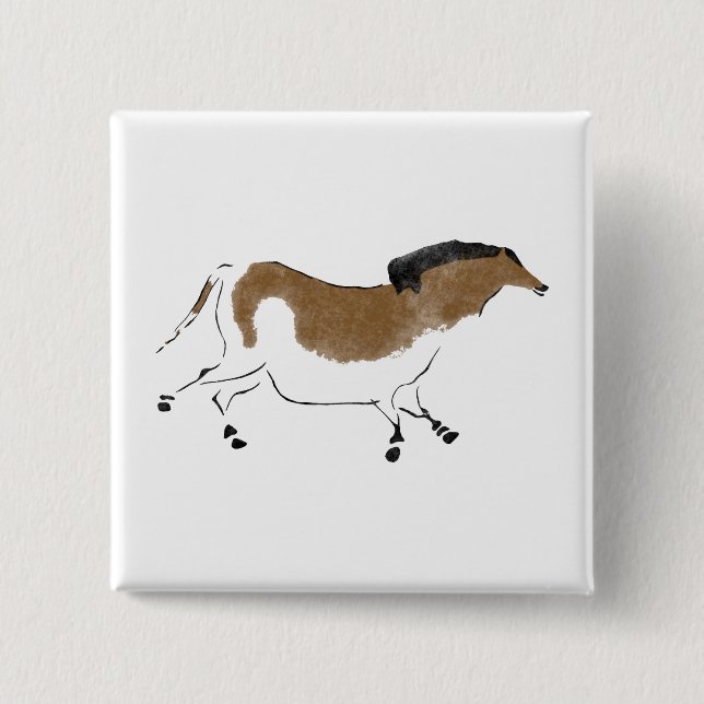 Badge Carré 5 Cm Cheval chinois (Devant)