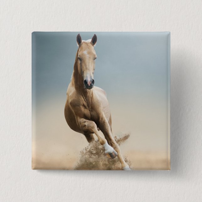 Badge Carré 5 Cm Cheval d'Akhal-Teke (Devant)