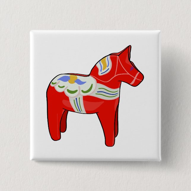 Badge Carré 5 Cm Cheval dalécarlien (Devant)